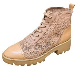 Donald Pliner Ankle Boot  Eliaa Blush Patent Lace-Up Combat Shoes Reg $278